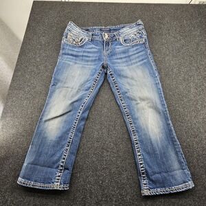 Vigoss Blue Capri Jeans The New York Embellished Rhinestone Womens 9/10